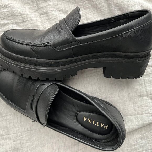 Portland Leather Goods Patina Zoe chunky loafers,  black, women’s size 8.5 - Picture 1 of 6